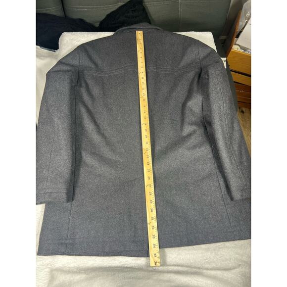 London Fog Mens Coat Gray Long Sleeve Sz Large L Button Up Wool Blend Dry Clean - Picture 3 of 16